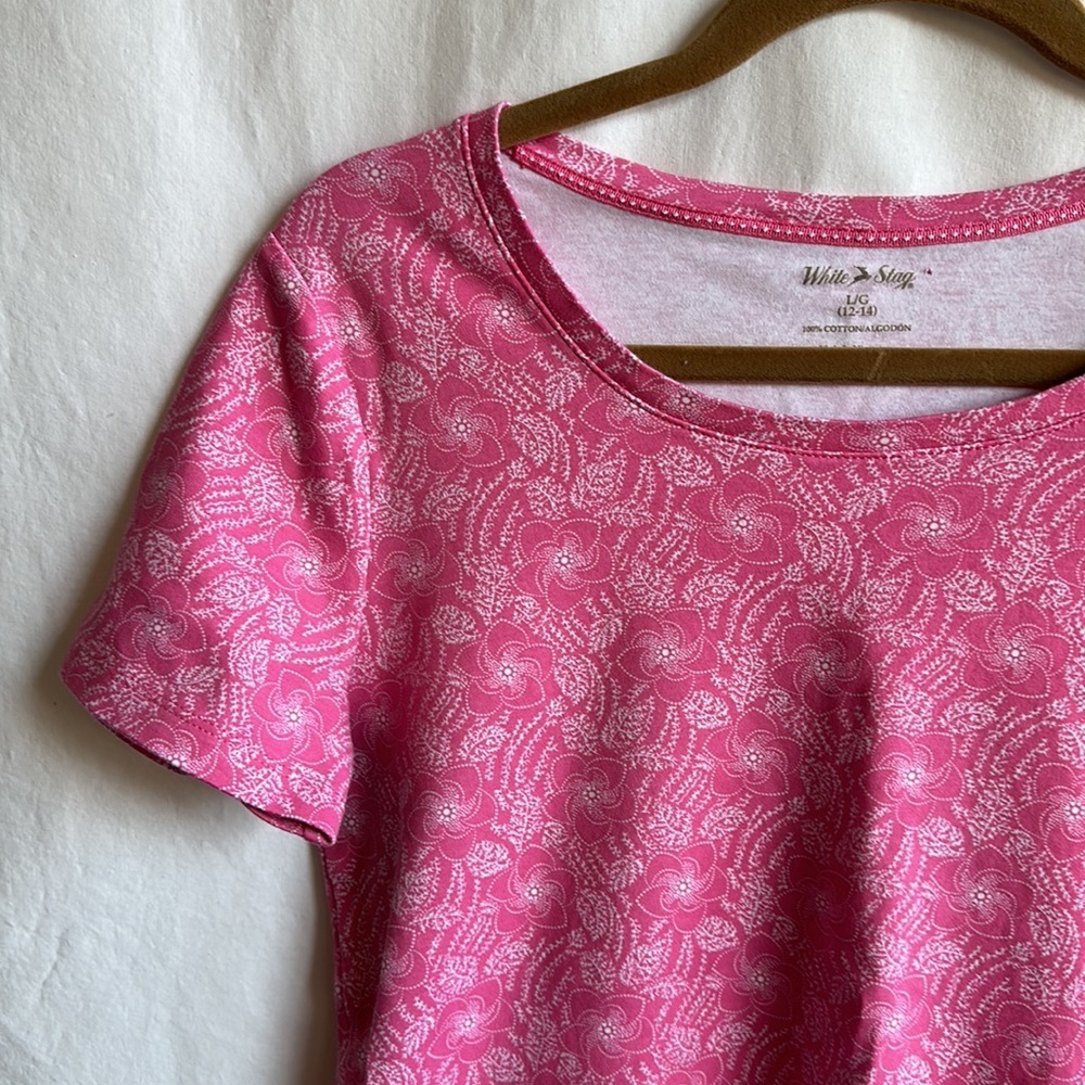 White Stag pink and white cotton top, size L (12–14) - Picture 2 of 5